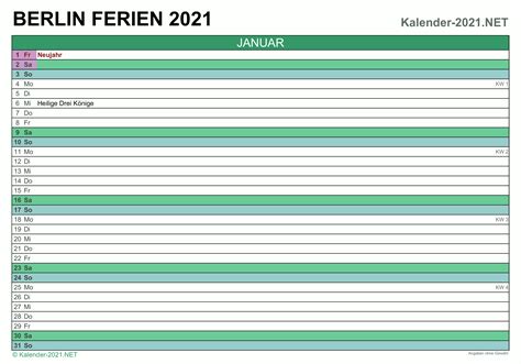 Kalender 2021 zum ausdrucken mit ferien feiertagen. FERIEN Berlin 2021 - Ferienkalender & Übersicht