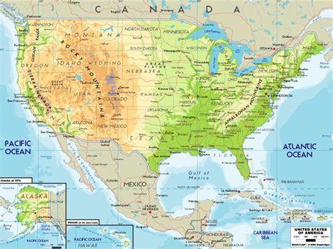 Large Physical Map Of Usa