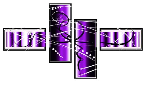 Premium Black Purple Abstract Canvas Wall Artwork Picture 4 Panel 57