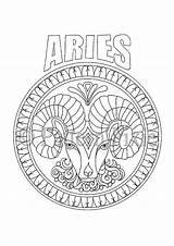 Coloring Zodiac Adult Aries Signs Mandala Sign Printable Zodiaque Ausmalbilder Widder Star Sternzeichen Designs Idées Colorier Drawings Sold Books sketch template