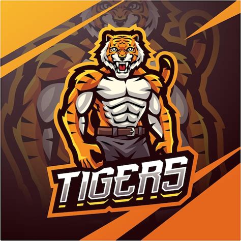Design Do Logotipo Do Mascote Tigers Esport Vetor Premium