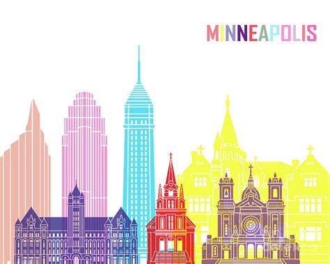 Minneapolis V2 Skyline Pop Painting By Pablo Romero Pixels