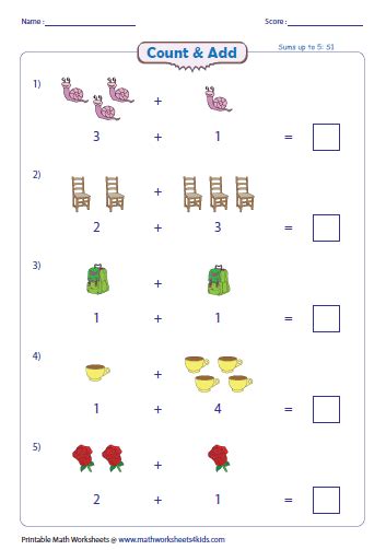 addition  pictures worksheets