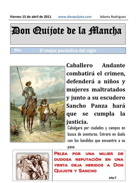 Libros gratis de literatura española en español en pdf, epub, mobi, fb2, azw3 y kindle. Periodico Don Quijote de La Mancha | Don Quijote