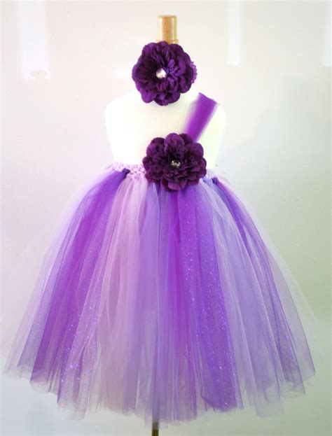 Baby Girls Tutu Dress Skirt Purple Flower Glitter Pageant Flower Infant