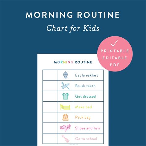 Morning Routine Chart For Kids Kids Routine Printable Etsy