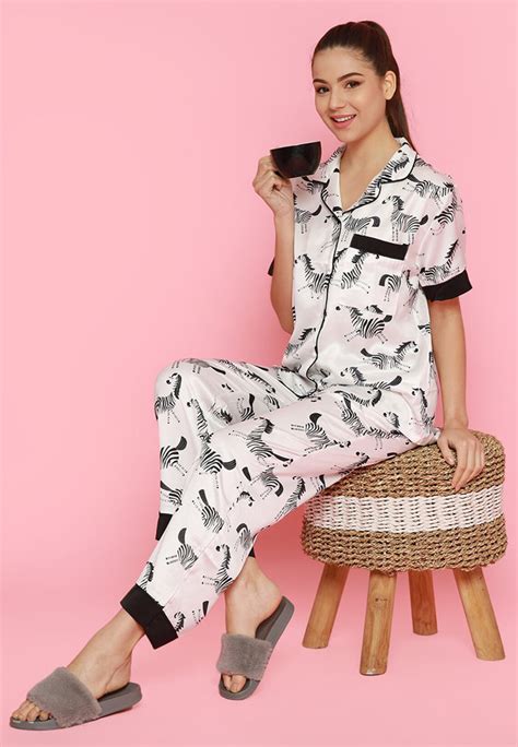 Zebra Design Summer Women Short Sleeves Long Pants Pajamas Set Etsy