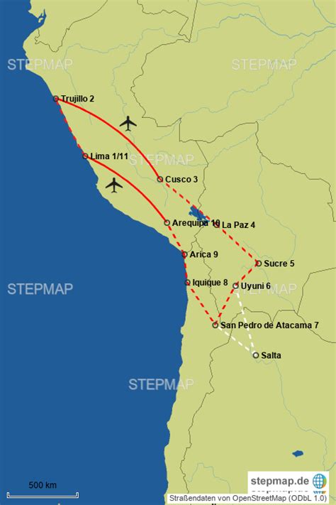 Stepmap Tour 2018 1 Landkarte Für Südamerika