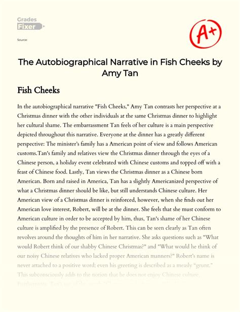 The Autobiographical Narrative In Fish Cheeks By Amy Tan Essay