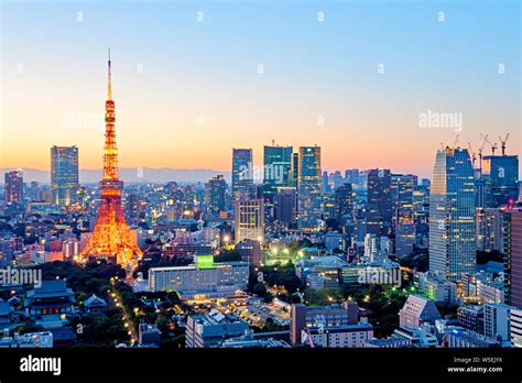 Tokyo Skyline And Tokyo Tower Japan Asian Cityscape Stock Photo Alamy