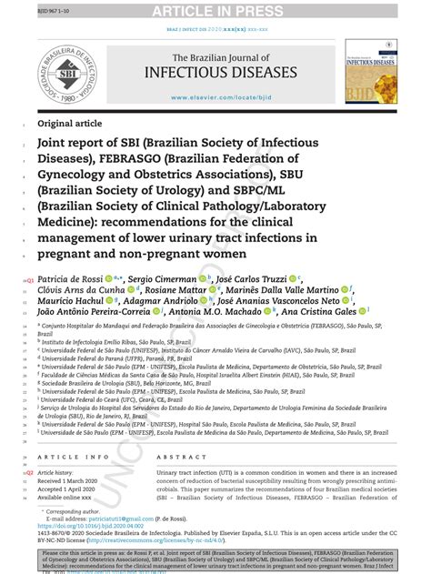PDF Joint Report Of SBI Brazilian Society Of Infectious Diseases