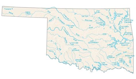 Oklahoma Lakes And Rivers Map Gis Geography