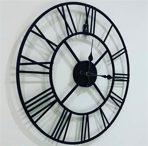 Large Black Metal Skeleton Clock 40cm Etsy