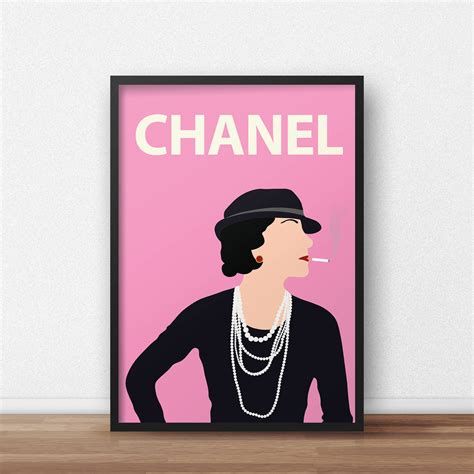 Coco Chanel Poster Print Pink Wall Art Chanel Art Chanel