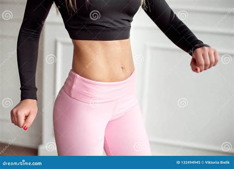 Close Up Athletic Female Body Slim Elegant Waist Of A Stylish Fitness Model With Perfect Figure