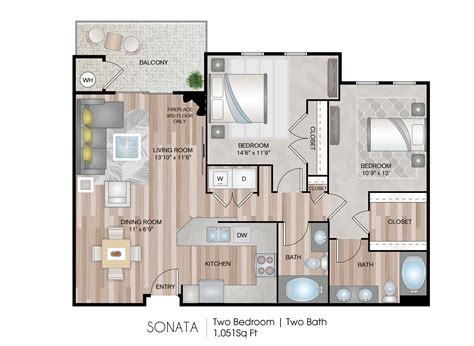 Sonata 2 Bed Apartment Serenade At Riverpark Luxury Apartments In