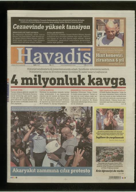 Kıbrıs Gazeteleri - Havadis Gazetesi - 01.09.2018 | Gazete, Hint ...