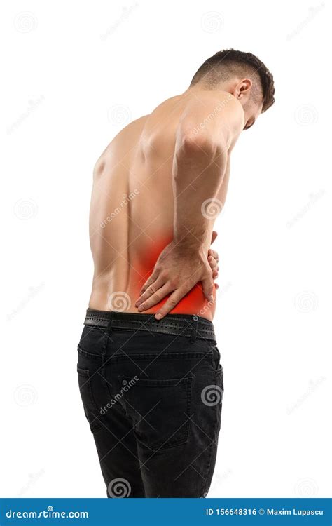 Anonymous Man Rubbing Aching Back Stock Photo Image Of Pressing