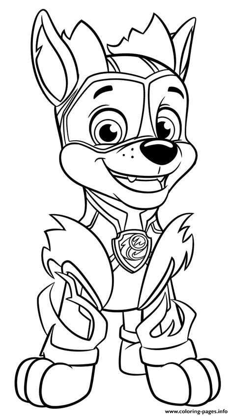 Chase From Paw Patrol Mighty Pups Coloring Page Printable