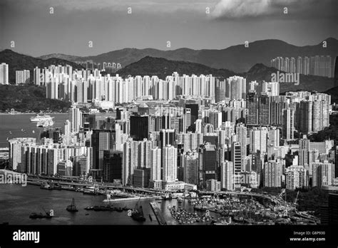 Hong Kong Skyline Aerial View From The Peak Stock Photo Alamy