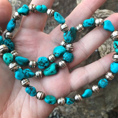 Navajo Pearls Necklace Turquoise Necklace Native American Etsy
