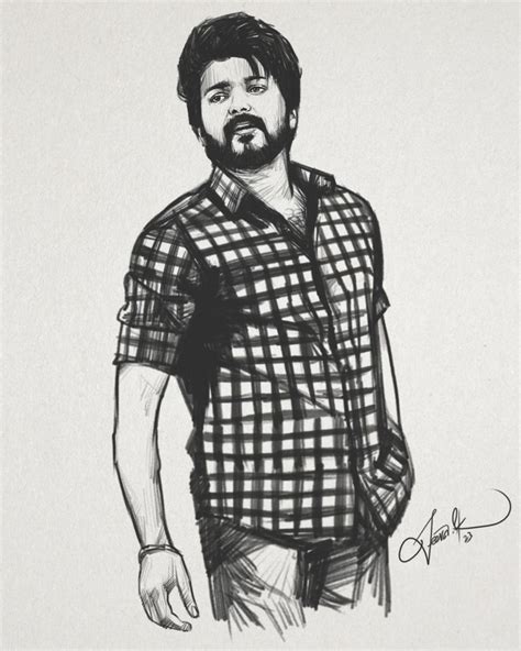 Leo Thalapathy Vijay Pencil Sketch