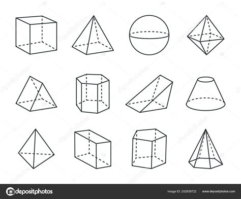 Geometric Prism Set Varied Forms Figures Drawing Stock Vector Image By