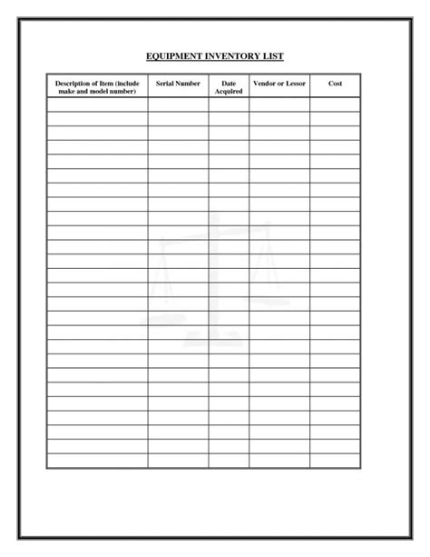 Moving Inventory Checklist Printable Pdf