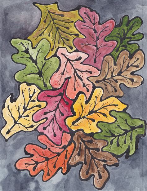 Watercolor Black Glue Ink Tessellation Using Leaves Fun Fall Art