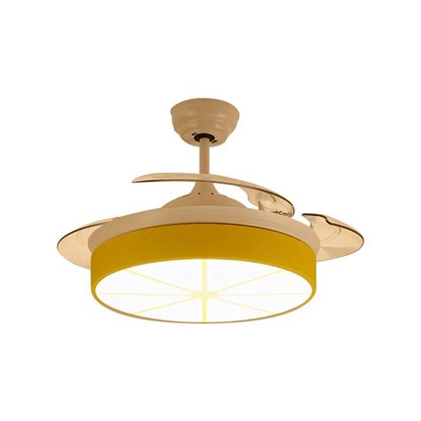 Yellow Round Semi Mount Light Modernist Style Led Acrylic Ceiling Fan