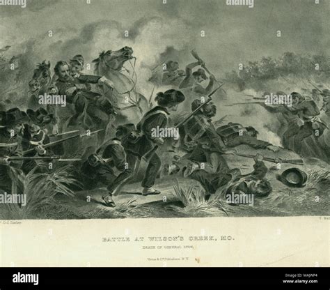 Print Of Gen Lyon Falling From His Horse While Soldiers In The