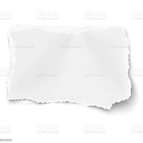 Vector Rectangular Ragged Torned Paper Scrap With Soft Shadow Placed On
