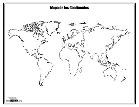 Mapa De Los Continentes Sin Nombres Para Colorear Y Para Imprimir En