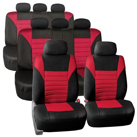 Fh Group 3 Row 8 Seaters Suv Seat Covers For Auto 3d Mesh Red Black