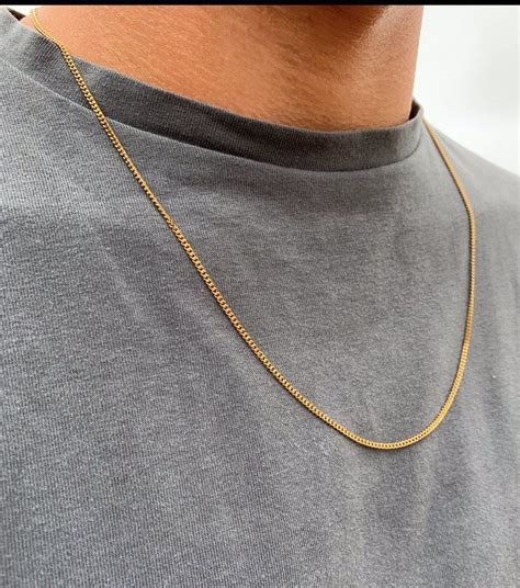18k Gold Thin Mens Necklace Chain Gold Chain Necklace Thin Gold Chain
