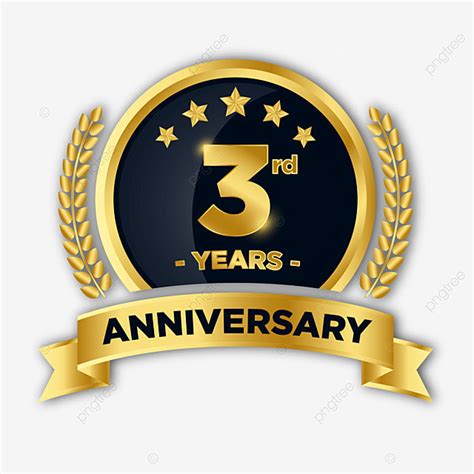 3rd Anniversary Vector Design Images 3rd Anniversary Golden Badge