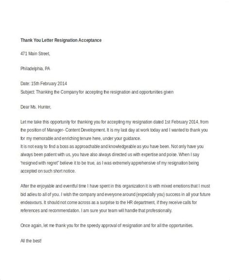 Thank You Resignation Letter Templates 8 Free Word Pdf Format Zohal