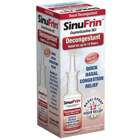 Neilmed Sinufrin Decongestant Nasal Spray Quick Congestion Relief 05oz 4 Pack