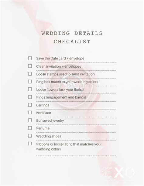 Wedding Prep Checklist