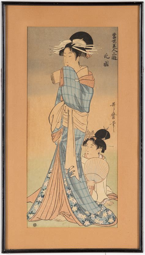 three utamaro kitagawa c 1753 1806 color woodblock prints japan beauties bukowskis