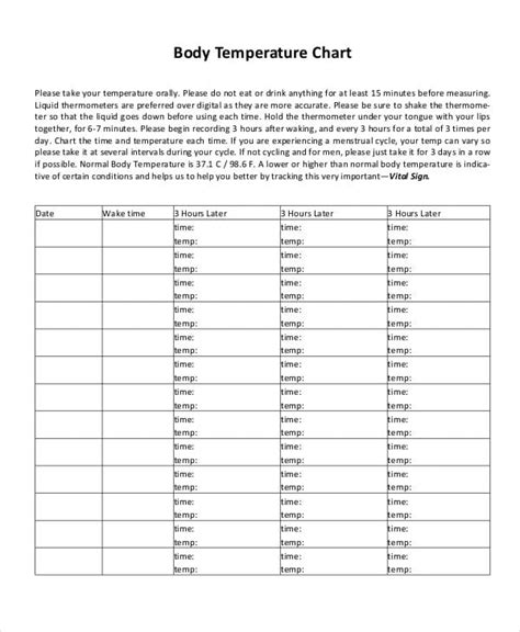 Temperature Chart Templates 15 Free Samples Examples Format Download