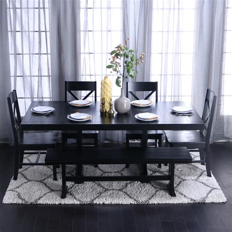 Fairgreens farmhouse wood 7 piece dining set by christopher knight home. Walker Edison Furniture Company Millwright 6-Piece Black ...