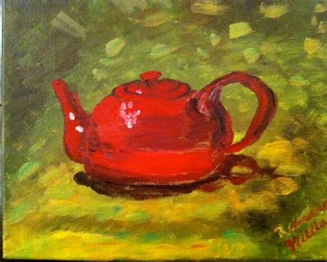 Red Tea Pot Painting By Rebeccawilliams4 On Etsy 4000 Painting
