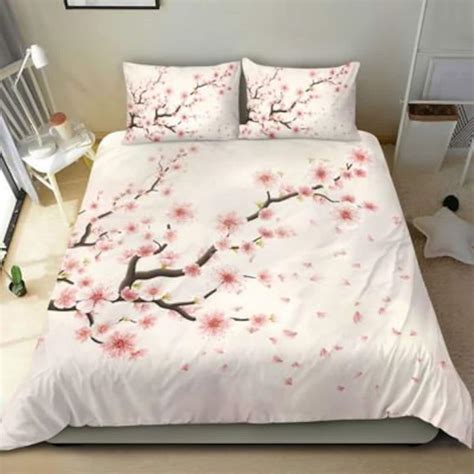 Japanese Sakura Cherry Blossom Bedding Set Quilt Bed Set And Etsy