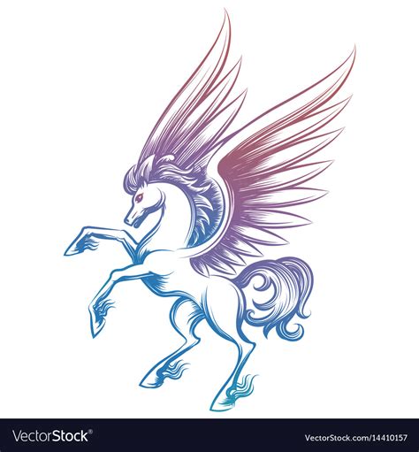 Colorful Sketched Pegasus Isolated On White Vector Image