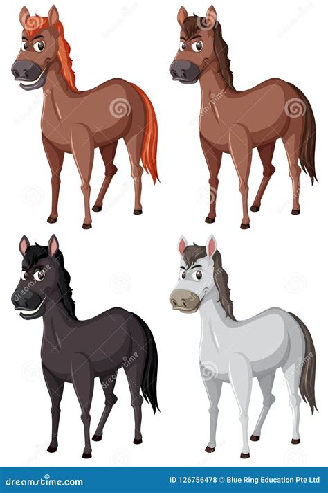 Grupo De Cavalos Dos Desenhos Animados Ilustração Do Vetor Ilustração