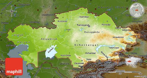 Detailed Map Map Kazakhstan Mountains