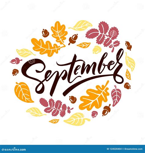 September Vector Typography Illustration For Greeting Card Calendar
