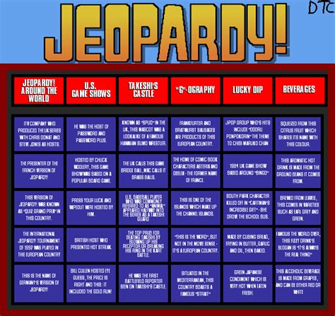 Jeopardy Game Grid No2 By Dan The Countdowner On Deviantart