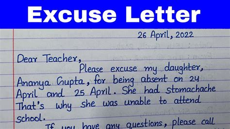 How To Write An Excuse Letter PLS Education Essay Writing Letter Writing